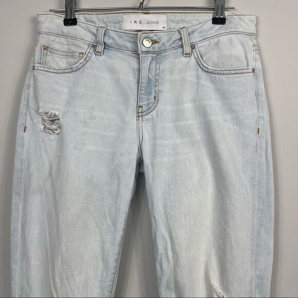 IRO JAROD Y2K Low Rise Distressed Ripped Skinny Crop Ankle Light Wash Jeans 28 - Picture 15 of 16